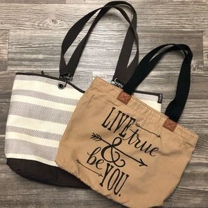 Thirty-one Set of 2 beige and brown tote bag